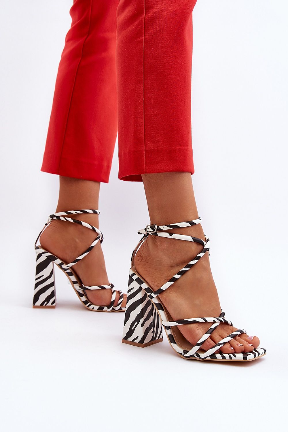 Zebra print sandalen op hak