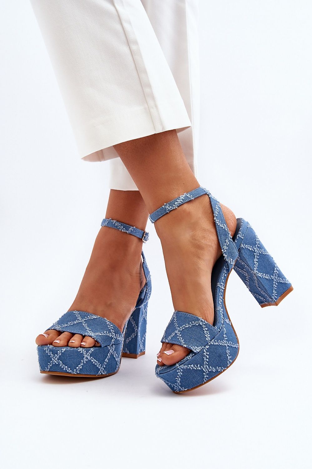 Blauwe sandalen met print