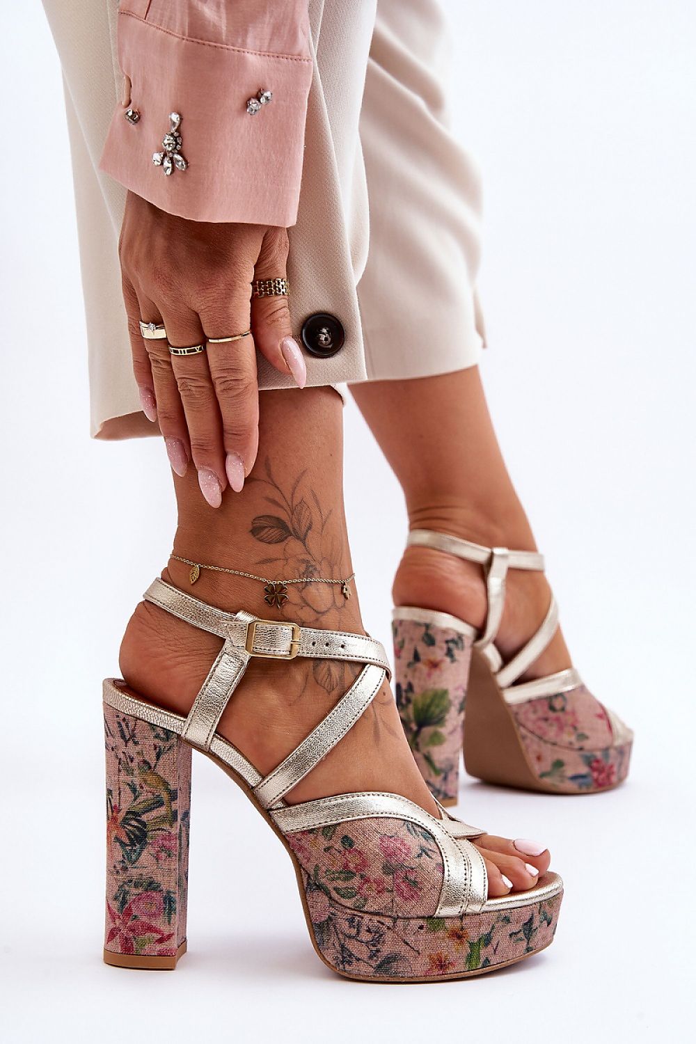 Sandalen op hak met print